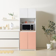 [엣지퍼니처]시티오 홈카페 600 키큰 렌지대형 수납장 E0, 핑크화이트