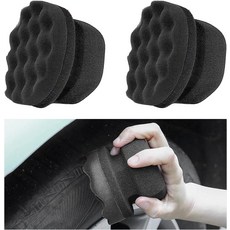 WEVDN 2PCS 어 샤인 어플리케이터 내구성 재사용 가능한 헥스 그립 드레싱 스펀지 폼 디 패드 세척 원형 휠 자동차 차량용 청소 용품 블랙 소형, Bla large