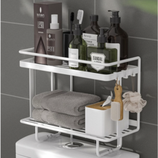 딜라이트홈 무타공 접착식 변기위 수납선반 변기선반 2단, 화이트, 1