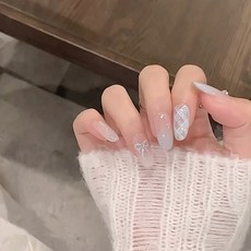 穿戴甲高級感秋冬閃鑽蝴蝶手工美甲甲片辣妹穿戴式指甲片, 1個, BY1811彩雲易散:手工甲XS碼#10片/袋