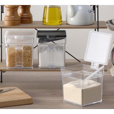 이노마타 사각 파우더통 조미료통 화이트+(숟가락포함), 2개, 400ml