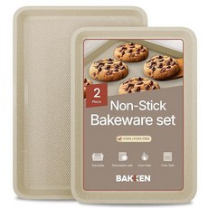 BAKKEN 주방 베이킹 팬 - 소형 중형 및 대형 쿠키 팬 (34.5 x 24.9 x 24.9 x 27.9 cm(13.58 x 9.65 x 11 인치) 논스틱 다이아몬드, Pack of 2, 화이트 마블