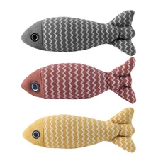 貓草玩具 可愛魚造型 貓咪紓壓玩具 耐咬磨牙 貓薄荷玩具, 黃 19x8cm, 1個