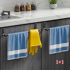 KOEWEI 다용도 주방 싱크대 행주 걸이 스틸 건조대 도어행거 2pcs, 2개, 블랙