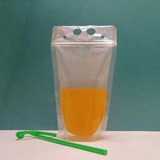 水果茶手提袋 透明飲料袋 自封果汁袋, 1個, 250ml果汁飲料袋 夏日限定 ,單個試用裝 關注店鋪贈送吸管