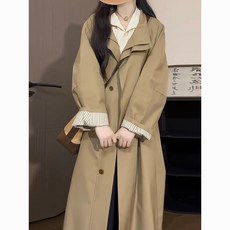 韓版風衣外套女2025春秋新款 長款寬鬆顯瘦氣質百搭