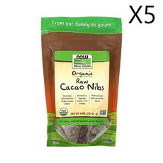 나우푸드 Real Food 유기농 무가공 카카오닙스 (8oz), 5개, 227g