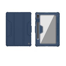 NILLKIN 悍甲Pro帶筆槽防摔平板套 休眠喚醒, 藍色, 1個, Galaxy Tab S7