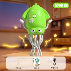 爆款魔性跳舞章魚電動解壓魷魚兒童感應逃跑自動避障八爪魚玩具, 魔性跳舞章魚【熒光青】鋰電版, 1個