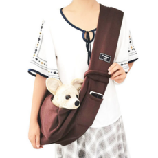 휴대용 반려동물이동가방 애견 산책 강아지슬링백 애견이동장 산책가방 슬링백, 카멜브라운