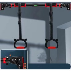 블루선 가정용 문틀 턱걸이 철봉 풀업바, 블랙+레드