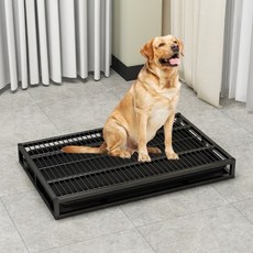 寵物便盆 抽屜式狗廁所 中大型犬用 鏤空設計, 黑色【抽拉託盤+狗廁所】,小號【53*35*7】7.5公斤內小型犬, 1個