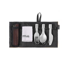 【萩凹豆】山趣ST-05系列拓野餐具套裝, 鈦+紅壇木, 1套, 餐具組