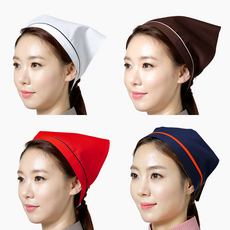 머리스카프 벨크로 (찍찍이) 위생스카프 두건 조리 식당 서빙 삼각스카프, 1개, B02. 커피베이지줄 머리 벨크로 스카프