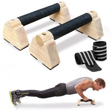 팔레렛 바 남녀용 손목 랩이 있는 나무 푸시업 홈 체육관용 핸드스탠드 트레이닝 미끄럼 방지 체조 장비 440파운드 내구성 바닥 핸들, 25cm