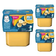 거버 어린이 과일퓨레 113g, 바나나 + 오렌지 메들리, 6개