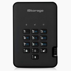 iStorage 디스크Ashur2 HDD 1TB 블랙 안전한 휴대용 하드 드라이브 비밀번호 보호 방진 및 방수 하드웨어 암호화, 상세참조