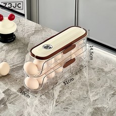 Z3JC 雞蛋收納盒側門儲物整理冰箱專用食品級滾動裝放滾蛋神器保鮮架託, 1個, 單排款-雙層【側門收納 手提設計 計時保鮮】:如圖