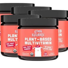 라마내추럴스 키즈 리얼 과일 멀티비타민 딸기맛 구미 LLAMA NATURALS Kids Real Fruit Multivitamin, 90정, 5개