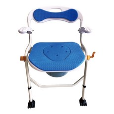 感恩使者 折疊便盆洗澡椅 扶手可掀 5段高度調整 荷重200公斤, 藍/白, 1個