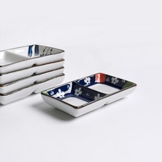 라일리 다미 도자기 사각 2칸 찬기 소스볼 세트 4p, 1세트, 4p세트(A+B+C+D)