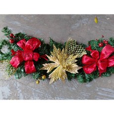 洋洋小品手作135CM金紅聖誕樹藤，桃園中壢聖誕節場地佈置首選，聖誕花圈門眉裝飾, 金花款, 金紅