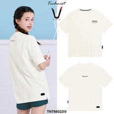 테크니스트 티셔츠 배드민턴 반팔 상의 코튼라이크 오버핏 아이보리 TNT66022IV 남녀공용
