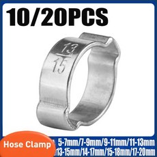 10/20PCS 호스 클램프 더블 이어 웜 드라이브 연료 워터 파이프 5-20mm 스프링, 14 20PCS 11-13mm