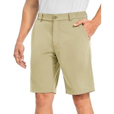 TBMPOY 남성용 골프 반바지 25.4cm(10인치) 빠른 건조 경량 스트레치 드레스 플랫 프론트 작업 캐주얼 하이킹 4포켓 포함 라이트 카키.