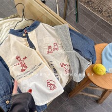 兒童韓版刺繡襯衫
