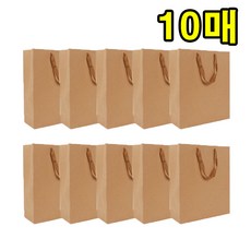 두껍고 튼튼한 크라프트 끈 쇼핑백, 10개, 대