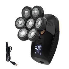 대머리 남성용 헤드 면도기 7개의 플로팅 헤드와 셀프 샤프닝 블레이드가 있는 전기 면도기 7D 방수 무선 면도기 여행용 가정 및 일상 그루밍 키트