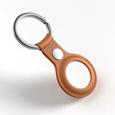 AppleMAN AirTag 皮革保護套鑰匙圈 防丟保護, 棕色, 1個