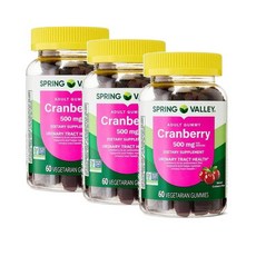 스프링밸리 크랜베리 500mg 구미 젤리 Spring Valley Cranberry, 3개, 60정