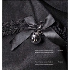 蕾絲小鈴鐺蝴蝶結緞帶鈴鐺頸圈腳骨鏈項鍊 - 黑色白色項鍊女配件項圈皮革SM暗黑系穿搭配飾綁帶頸環脖環原宿女, 黑色, 1個