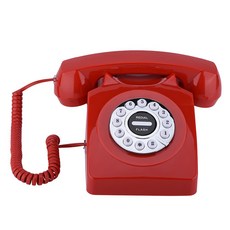 유선 레트로 전화 다이얼 노이즈 앤티크 캔슬링 빈티지, red