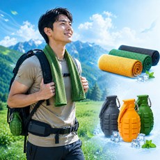 아웃도어 스포츠 수건 쿨링 타올 아이스수건 수류탄디자인, 1개, 그레이