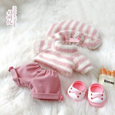 부우네 스트라이프 스웨터 10cm 15cm 20cm 인형옷, 핑크 4점(모자+신발)