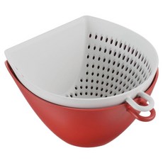 AKEBONO 曙產業 可瀝水調理盆 紅色, 1組, 瀝水碗 + 碗