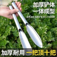 不銹鋼園藝鏟 種花工具 挖土野菜趕海鐵鏟 除草神器 種菜, 1個, 德國淬火：1把【平頭】50倍省力,廠傢清倉【不銹鋼材質】一體成型