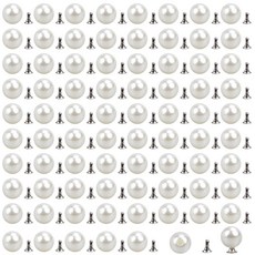 SOFPLATE 1박스 180세트 8mm 장식용 진주 단추 바느질 없는 진주 브로치 버튼 재사용 가능한 조절 가능한 플라스틱 인공 진주 고정 브로치 DIY 스웨터 버튼 의류 드