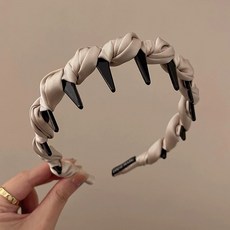 防滑波浪髮箍女 日常外戴洗臉頭箍, 3個, 米色