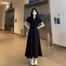 Veralool 여성 여름 휴양지 원피스 반팔 슬림핏 폴로 카라 여자 예쁜 롱원피스
