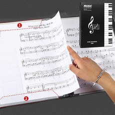 아느캐 음악 악보파일 60매 40매 스프링 악보바인더, 블랙 40매, 1개