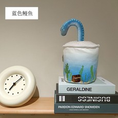 甜蜜cosmetics 多巴胺仿真綠色植物多肉毛絨玩偶桌伴海棠裝飾盆栽公仔 生日禮物, 1個, 藍色鰻魚, 藍色