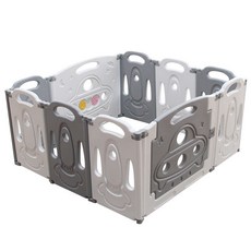 寵物圍欄 可摺疊 寵物圍欄 狗柵欄 室內防越獄 狗狗圍欄 中小型犬 塑料狗籠子, 1個, 085圍欄   白灰,12小片+1門+1玩