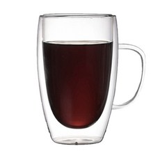 雙層玻璃杯【防燙隔熱】高硼矽玻璃咖啡杯、隔熱杯、水杯, 250ml玻璃杯【有把】, 1個
