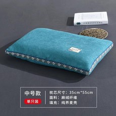 순수 메밀껍질 베개 성인 경추 베개, 35x55cm, Dark green