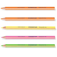 스테들러 드라이 형광 색연필 128 64 테스트서퍼 점보 사이즈 삼각, 1세트, 혼합5(오렌지2옐로우1핑크1그린1)
