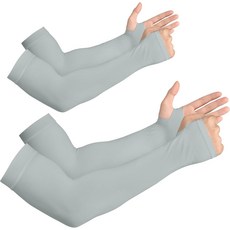 예스라이프 UV 자외선 차단 팔 소매 UPF 50 쿨링 스포츠 슬리브, 26 Grey - With Thumb Hole, 2 Pairs